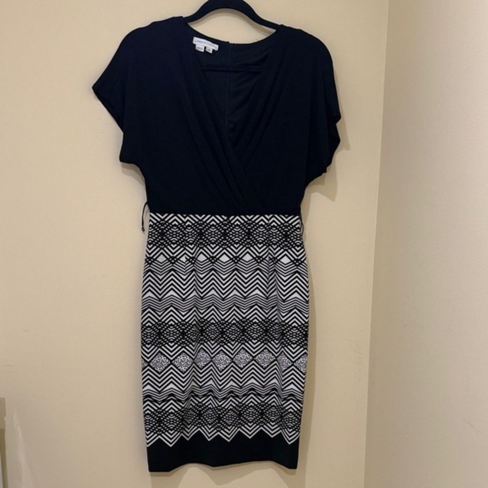London Times Black and White Zigzag women’s Midi Dress size 4 | women’s Small